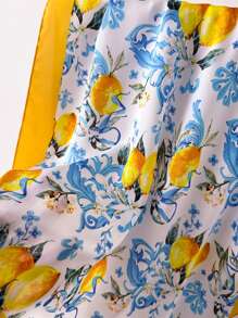 1 件女士柠檬图案时尚头巾，适合日常生活