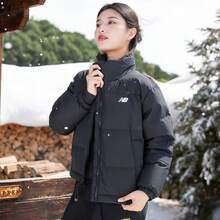 New Balance 女款绗缝外套，休闲运动风，简约设计，舒适保暖，防风，立领，AWJ44306BK - 黑色 - 查看 7