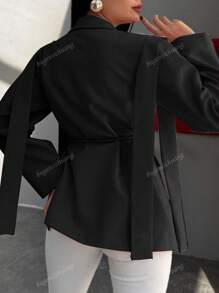 Women's Solid Color Lapel Neck Long Sleeve Loose Casual Blazer Jacket, Spring For Women, Elegant
