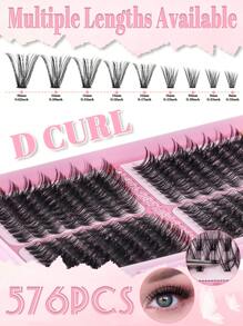Libro de pestañas postizas con 576 racimos de rizos tipo D de alta capacidad, 30D+40D+50D+60D mezcla de longitudes de 8-16 mm, para maquillaje DIY y belleza. Pestañas postizas negras suaves y densas que amplían y embellecen los ojos, con extensiones de pestañas individuales gruesas y esponjosas, adecuadas para principiantes, para uso diario, viajes, fotografía, reuniones, bodas y maquillaje.