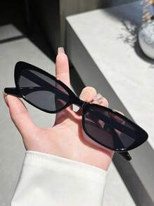 1 Pair Unisex Black Cat Eye Shaped Elegant Casual Vintage Versatile Fashion Fashion Glasses, Suitable For Holiday, Sports, Travel, Driving, Beach, Festivals, Street, Fishing, Outdoor Activities, Party