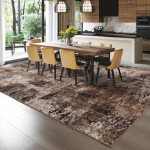 Area Rugs For Bedroom Living Room Kids Room, Modern Abstract Entryway Area Rug Indoor, Boho Vintage Machine Washable Coffee Rug, Low Pile Non Slip Dining Room Study Office Carpet - 棕色 - 查看 3