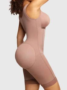 1Pc Women Colombianas Shapewear, Shapewear Bodysuit, Zipper Closure, Bust-Open, Tummy Control, Butt Lifting ,High Compression Full Body Shaper Underwear,Suitable For Daily Wear And Various Occasions - Rust Brown - View 5