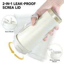 1pc Large Capacity Insulated Water Bottle With Rope, Double Mouth Stainless Steel Cup - Multicolor - View 3