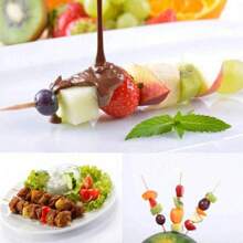 100/80/50/40/20pcs Options 15cm/20cm/25cm/30cm Bamboo Skewers, Flower Bouquet Sticks, Snack Picks, Ideal For Grilling Meats & Vegetables, Suitable For Outdoor Camping, Backyard BBQ Parties, And Catering Events - Apricot - View 7