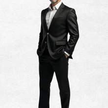 Men's Slim Fit Business Suit – Modern Elegance In 2 Pieces - Black - View 5