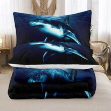 NINENINE Boys Blue Shark Bedding Sets Twin Size For Teens Kids,Boys Navy Blue Comforter Fish Ocean Bed Set-Includes 1 Comforter And 1 Pillowcase - Màu xanh lam - Xem 4