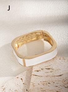 1pc Fashion Personalized Feeling White Dripping Oil Elastic Bangle, Suitable For Daily Wear, Party Gifts