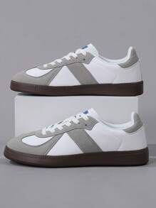 4-Season Casual Flat Shoes For Men, Lightweight Soft Sole Sports Sneakers, Round Toe Lace-Up Comfortable Retro Leisure Shoes - Multicolor - View 5