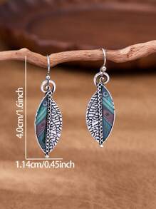 LUMIDIYA 1 Pair Vintage Cowgirl Western Boho Style Leaf Earrings, Personalized Abstract Rainbow Green Leaves, Creative Jagged Artificial Leaves, Retro Jewelry Women Western Earrings