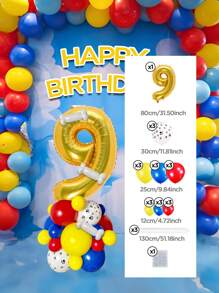 Set de 25 piezas que incluye: Globos con números del 0 al 9 de 32" en rojo/azul/dorado/rosa, Globos de látex con diseño de pata de perro de 12", Globos de látex mixtos de 10" en rojo, amarillo y azul, y Globos largos blancos con forma de hueso de perro. Adecuado para cumpleaños, aniversarios y eventos celebrativos. - Multicolor - Ver 45