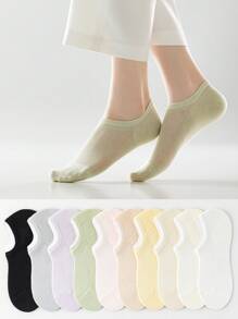 5 pares de calcetines de tobillo de algodón delgado, transpirables y absorbentes del sudor, de unicolor para mujer, anti-olor