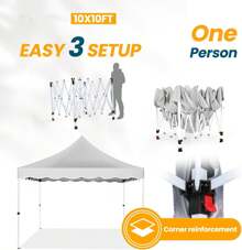 COBIZI Gazebo plegable impermeable de 3 x 3 pulgadas con 4 sacos de arena, bolsa de transporte, fácil instalación, plegable, portátil, para jardín al aire libre, fiestas, festivales y mercados, color negro.