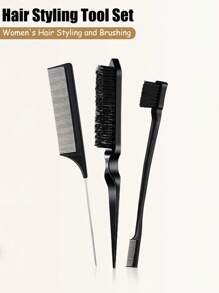 1pc/3pcs/4pcs/6pcs Hair Brush Comb Set For Curly Hair With Hair 200mlSpray Bottle, Teasing Hair Brush Rat Tail Comb Edge Brush For Hair Stylist Women Detangling Brush Set, 9 Row Brush Sides Hair Edge Brush Set For Wet And Dry Hair