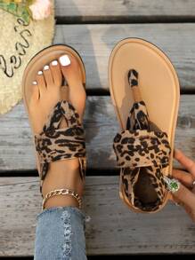 Wide Fit Yoga Shoes Women's Platform Espadrilles Slippers, Lightweight Open Toe Non Slip Beach Slides Shoes, Casual Outdoor Sandals Leopard Print Flip Flops,Spring Summer Outfits - Multicolor - View 7