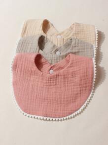 Set de 3 baberos de muselina de algodón lindos para bebé, adecuados para uso diario - Multicolor - Ver 3