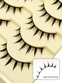 Asiteo 5 Pairs Cartoon False Eyelashes - Fairy Style, Natural Makeup Effect, Soft Lash Band, Suitable For Beginners, Reusable, Cosplay, Anime Eyelashes - 尖尾漫畫款 - 查看 3