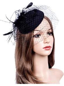 Pillbox Fascinator Hat With Veil For Tea Party Or Cocktail - B-red - View 4