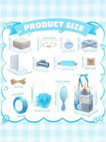 74/68Pcs Gender Disclosure Prizes For Game Winners Gender Disclosure Favors Gifts Including Headband Hair Brush Jewelry Box With Bracelet Mirror Powder Puff Hair Tie Hair Claw Bath Sponges Gift Bags - 彩色 - 查看 8