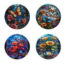 4 件套自然鲜艳的彩色鸟类和花卉图案杯垫，适用于办公室、浴室、厨房、客厅、卧室装饰、防滑桌垫 - 彩色 - 查看 13