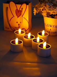 1/6pcs太阳能灯花园户外防水儿童房照明家用小夜灯庭院装饰感应吊灯阳台布置蜡烛灯 - 彩色 - 查看 3