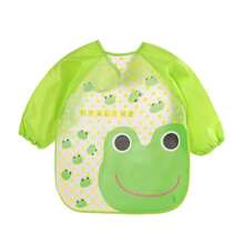 1pc Cartoon Pattern Feeding Bib With Long Sleeves For 0-6 Years Old Children, Durable Polyester, Adjustable Hook & Loop Closure - Multicolor - View 6
