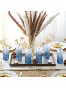 12 件蓝色玻璃花瓶小钻石花瓶中心装饰迷你花瓶桌面装饰中心装饰婚礼、派对、生日招待会家居、乔迁礼物