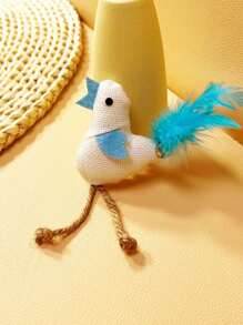 1pc New Mini Realistic Chicken Cat Lover And Cat Mom Love Toy, Sisal Rope & Feather With Bell, Sound Activated Interactive Cat Lover And Cat Mom Love Teaser Toy