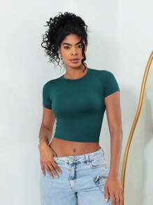 Moderna & Slim Kit 3: Women's Baby Tee: Slim Fit Short Sleeve Blouse - 1 黑色 1 翡翠色 1 白色 - 查看 2