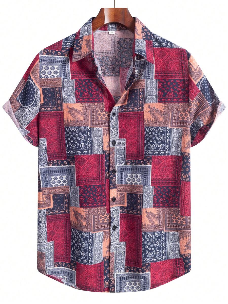 Casual Business Fashion Printed Short Sleeve Shirt