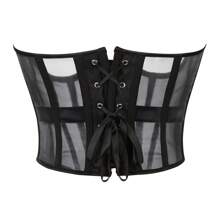 1 件女式修身腰拉链网眼塑身短款上衣，轻盈透气内衣，用于胸部支撑和塑形女式束身衣腰带，腰部训练器，腰部塑形，用于腰部瘦身和收腹控制万圣节服装