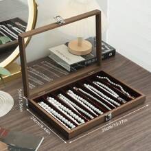 1pc Walnut Wood Pearl Necklace Storage Box, 10 Slots Long Rectangular Jewelry Case For Necklaces, Pendants, Anklets, Chokers Back To School