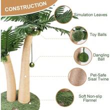 87cm Tall Cat Scratching Post, 2 Curved Design Cat Scratcher Post With 5 Interactive Balls, Natural Sisal Rope Scratching Posts For Indoor Cats And Kittens (Style A) - Style A - View 2