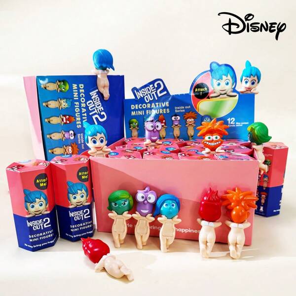 Disney 1/2/3 piezas Caja ciega sorpresa de Disney Pixar Inside Out - Conjunto de figuras PVC misteriosas de emociones, lindo decoración de escritorio para computadora/coche/TV (personaje aleatorio)