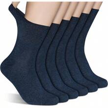 Seamless Toe, Extra Reinforced Heel, Loose & Breathable Crew Socks, Made Of Soft Polyester & Spandex Blend, Loose & Breathable, Comfortable Elastic Fit, Suitable For Diabetes Patients, Elderly And Pregnant Women, Unisex, Fall - Multicolor - View 7