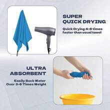 1pc Ultra-Fine Fiber Quick-Drying Towel, Lightweight, Soft, Absorbent, Versatile, Compact, Non-Stick Sand Beach, Camping, Travel, Swimming, Solid Color - Multicolor - View 5
