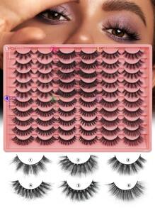 Happy Butterfly 30 Pairs Mixed Pack Natural Crossover False Eyelashes, Handmade Lengthened Thick Curly Eyelashes Artificial 3D Fuax Mink Eyelashes D Curvature Makeup Tools Hot Sellers For Daily Life,Chemical Fiber Russian Strip Lashes, Thick Natural Volume Grafting Eyelashes,Gift For Christmas, - 交叉款 - 查看 2