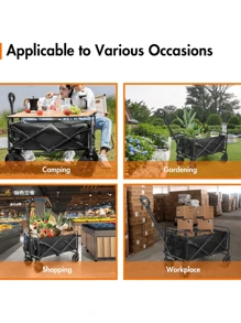 1pc Outdoor Portable Folding Camper, Large Capacity Garden Beach Cart, All Terrain Wheels, Heavy Duty Utility Vehicle With Drink Holder For Shopping, Sports Camping, Outing Vacations And Other Outdoor - Multicolor - View 10
