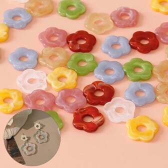 Resin Flower Beads, Hollow Multi-Color Pearls For DIY Crafts, Earrings, Wedding Decoration, Jewelry Making, Use For Beach, Party, Wedding, Birthday, Anniversary, Valentine's Day, Graduation & Back To School Gifts, Accessory