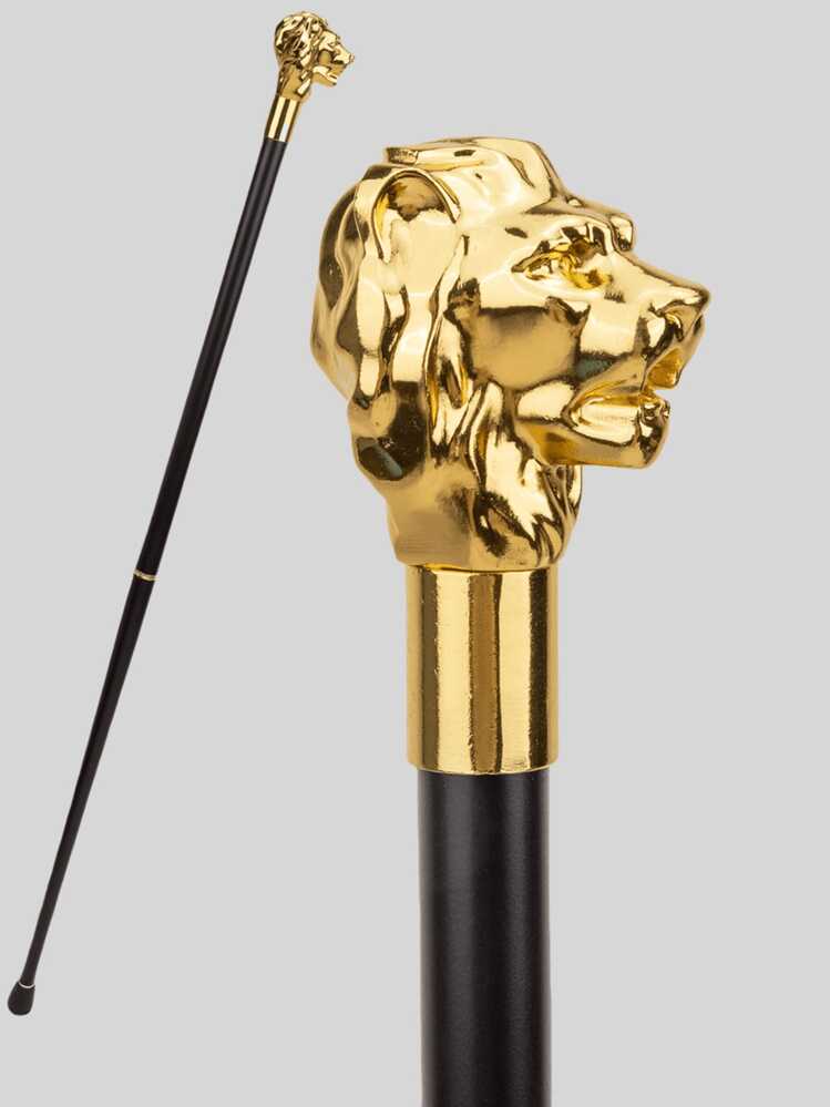1pc双色狮子金属手杖两节可拆卸复古文明棍时尚优雅高端英国绅士拐杖适合日常节日礼物圣诞节万圣节角色扮演舞台表演学校 - 彩色 - 查看 15