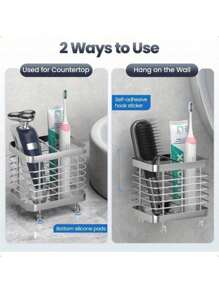 Toothbrush Holder, For Bathroom Stainless Steel Electric Toothbrush Holder Wall-Mounted Shower Toothbrush Toothpaste Holder Bathroom Organization Essential 2 Slots Silver