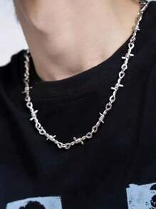1pc Fashion Punk Gothic Style Thorns Necklace, Unisex Suitable For Everyday Couple Wear