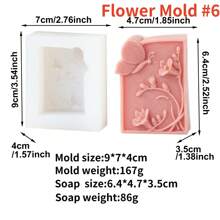 Flower Soap Silicone Mold 3D Square Relief Flower Scented Candle Plaster Soap Making Mould DIY Valentine's Day Gifts Home Decor - White - View 12