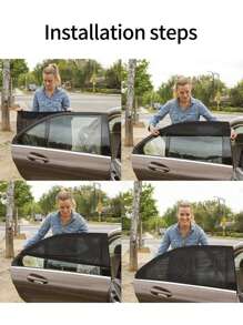 2 piezas Parasol para asiento de coche de bebé, Cortinas para ventana de coche de niño, Parasol de malla negra para ventana lateral del asiento trasero, Diseño transparente y transpirable, No bloquea la visión ni interfiere con el funcionamiento de la ventana, Adecuado para dar sombra y protección contra mosquitos para bebés y niños en automóviles