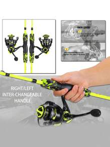 SOUGAYILANG Kit de Combo de Pesca: Caña de Spinning de 5 Secciones de Fibra de Vidrio y Carrete de Aluminio con Relación de Engranaje 5.2:1 - Carrete de Pesca Intercambiable Derecha/Izquierda con Kit de Accesorios de Pesca (Especificación de Línea de Pesca Aleatoria)