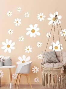 12 Sheets Daisy Wall Decal Flowers Wall Stickers, Large Cute Daisy Stickers White Flower Decals Ready To Peel And Stick Nursery Bedroom Living Room Home Decor, Bohemian Wall Stickers Wall Decor Baby Room Wall Stickers Summer Window Stickers Daisy Stickers Bedroom Wallpaper.(There Is A Thin Film On The Outside That Needs To Be Removed Before Use.) - White - View 2