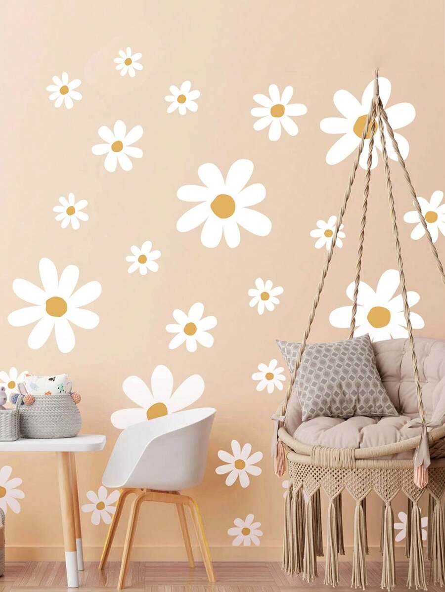 12 Sheets Daisy Wall Decal Flowers Wall Stickers, Large Cute Daisy Stickers White Flower Decals Ready To Peel And Stick Nursery Bedroom Living Room Home Decor, Bohemian Wall Stickers Wall Decor Baby Room Wall Stickers Summer Window Stickers Daisy Stickers Bedroom Wallpaper.(There Is A Thin Film On The Outside That Needs To Be Removed Before Use.)