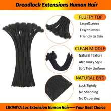 [Human Hair Dreadlock Set] 60 Strands Unisex-Adult 4-16 Inch Handmade Permanent Dreadlocs - 100% Human Hair, 0.8cm Width, Can Be Dyed And Bleached, Full Dreadlock Set (1B  4-16inch) - Natural Black - Xem 5