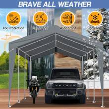 SYMCAVE 12X20FT Carport Car Port Canopy Grey Without Sidewalls - Grey - View 7