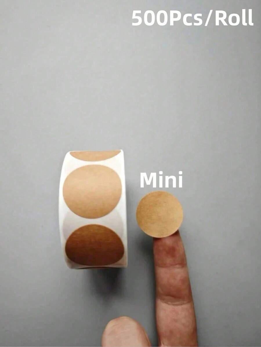 1000pcs/2 Rolls Kraft Paper Round Self-Adhesive Label Paper Item Classification Name Stickers Personalized Labels,